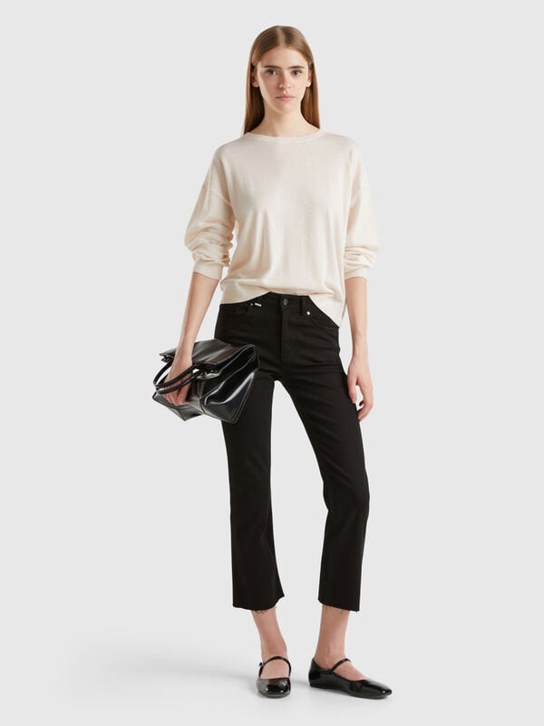 Jeans cropped in cotone riciclato Donna