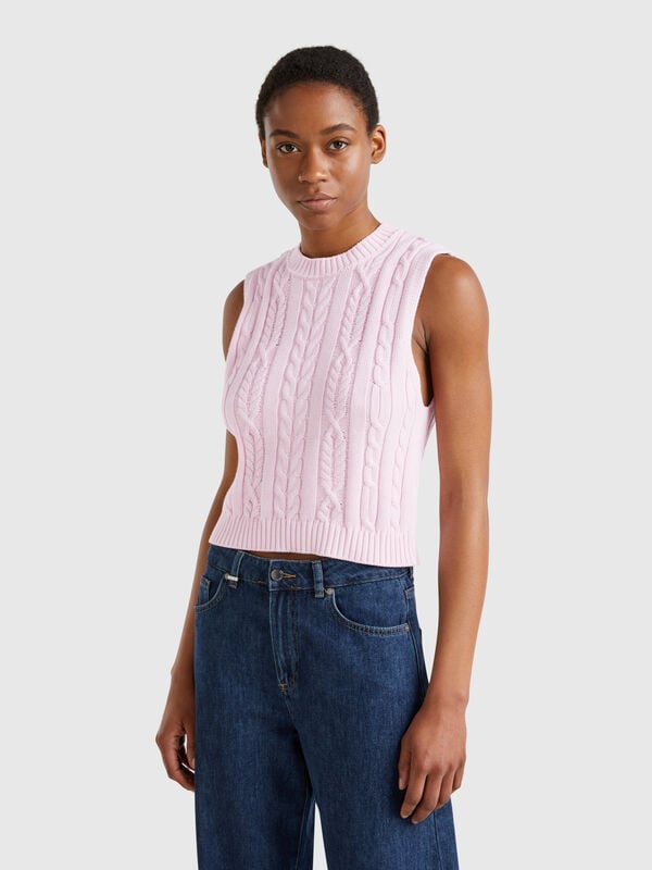 Gilet cropped a trecce Donna