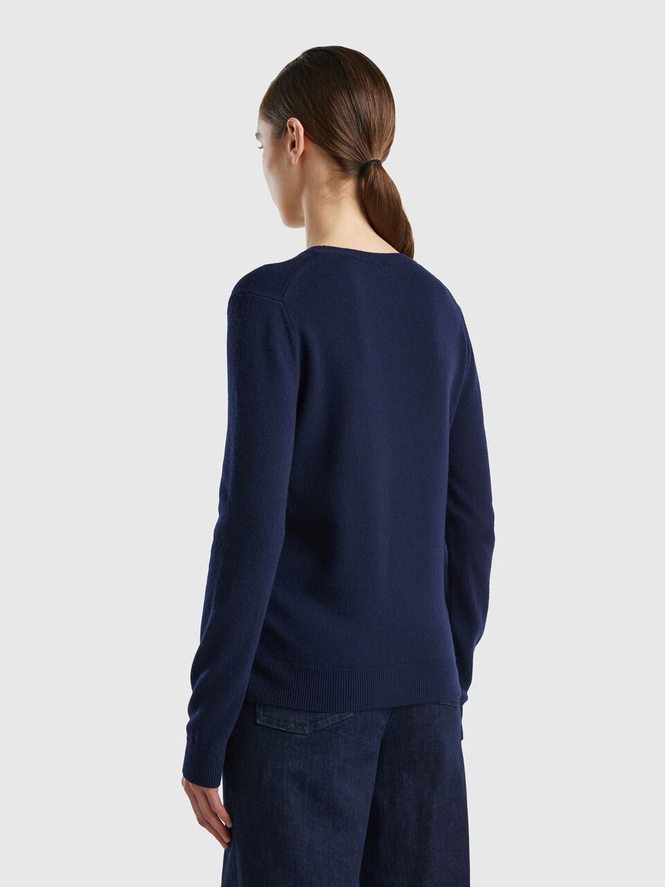 MAGLIONE JAMES GIROCOLLO LANA EXTRAFINE TOPPE IN MAGLIA BLU