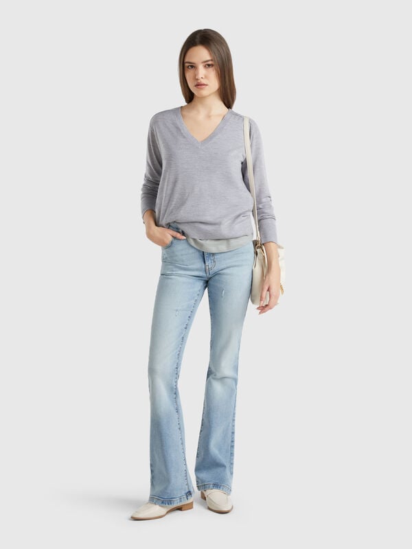 Jeans a zampa in misto cotone  Donna