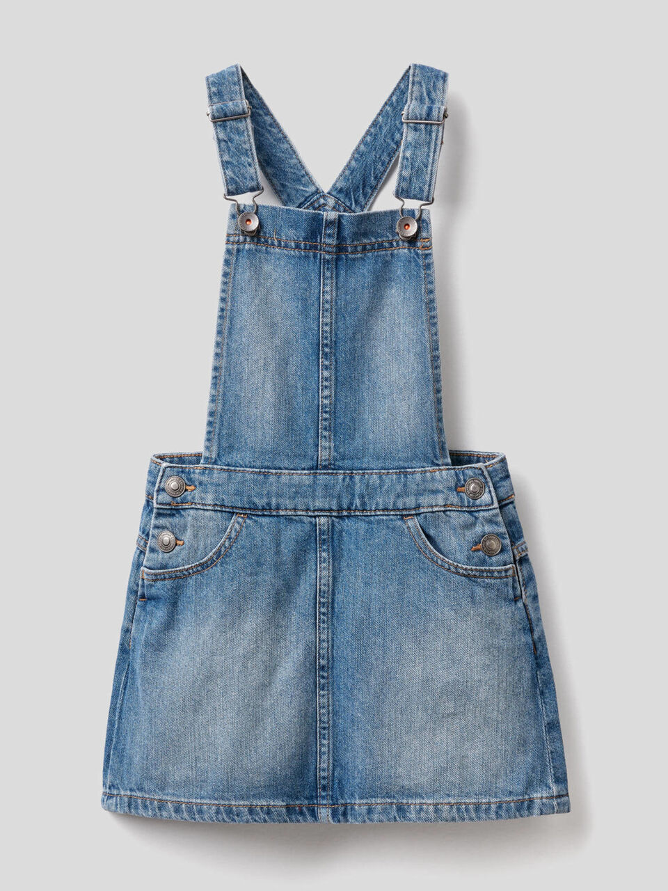 Gonna salopette in denim di puro cotone image number 1