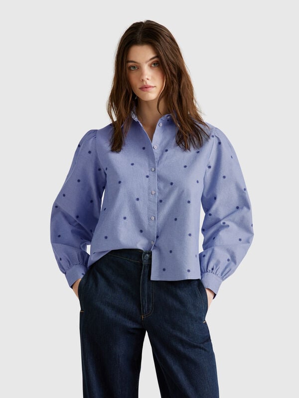 Camicia con ricamo fiori Donna