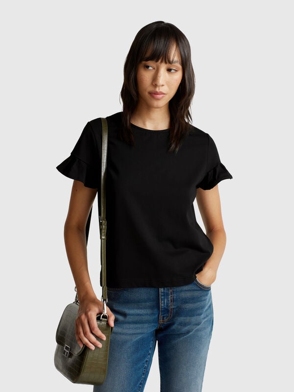 T-shirt con manica rouches Donna