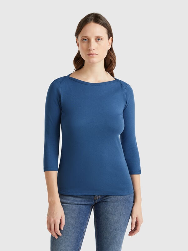 T-shirt con scollo a barchetta 100% cotone Donna