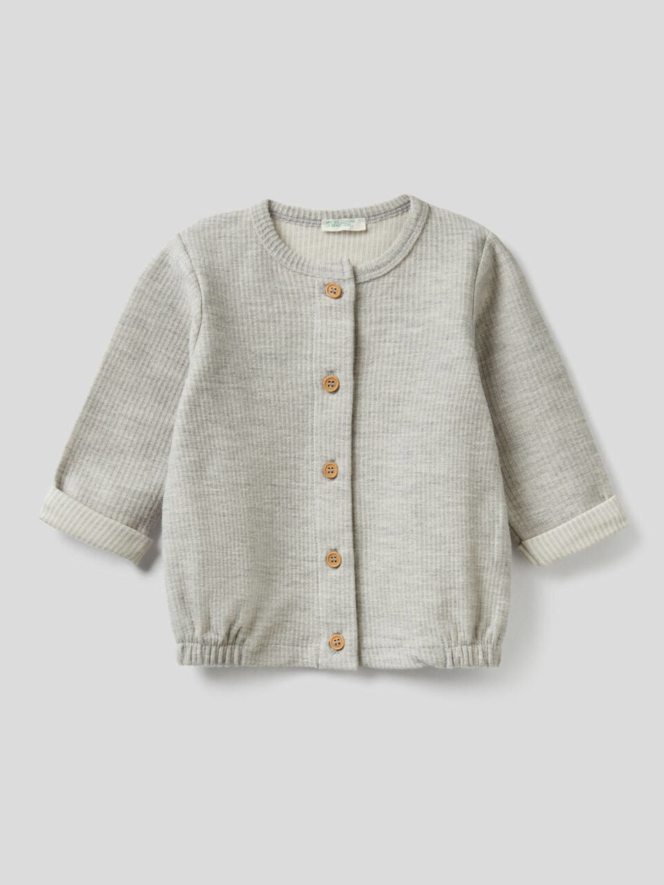 Cardigan in tessuto rigato stretch image number 1