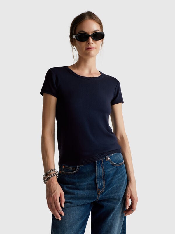 Maglia a manica corta in puro cotone Donna