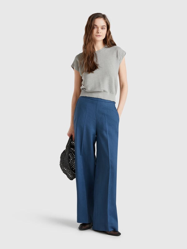 Pantaloni palazzo in 100% lino Donna