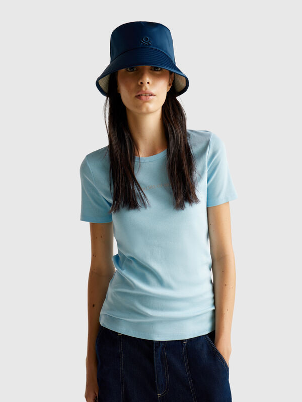 T-shirt 100% cotone con stampa logo glitter Donna