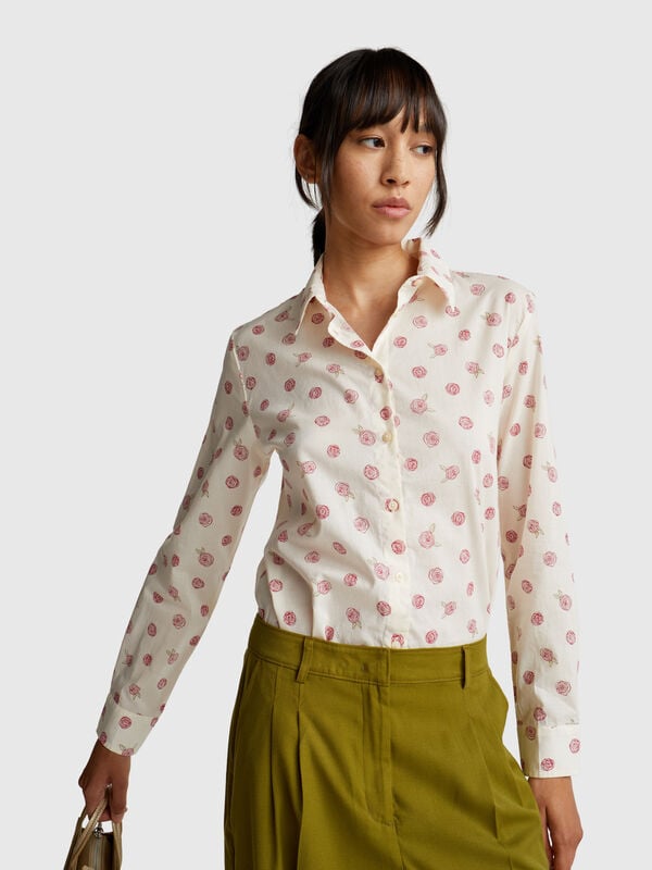 Camicia fantasia in cotone leggero Donna