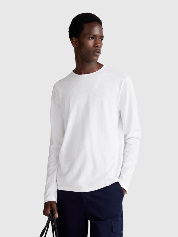 T-shirt a manica lunga in 100% cotone Uomo