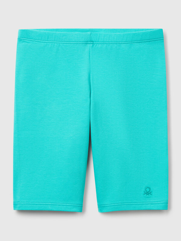 Leggings corti in cotone stretch Bambina