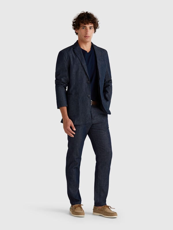Chino in chambray slim fit Uomo