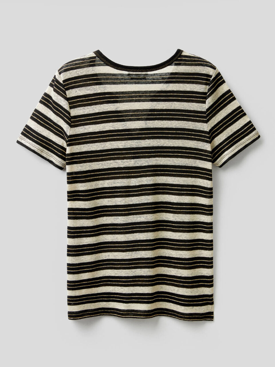 T-shirt a righe con scollo a V image number 2