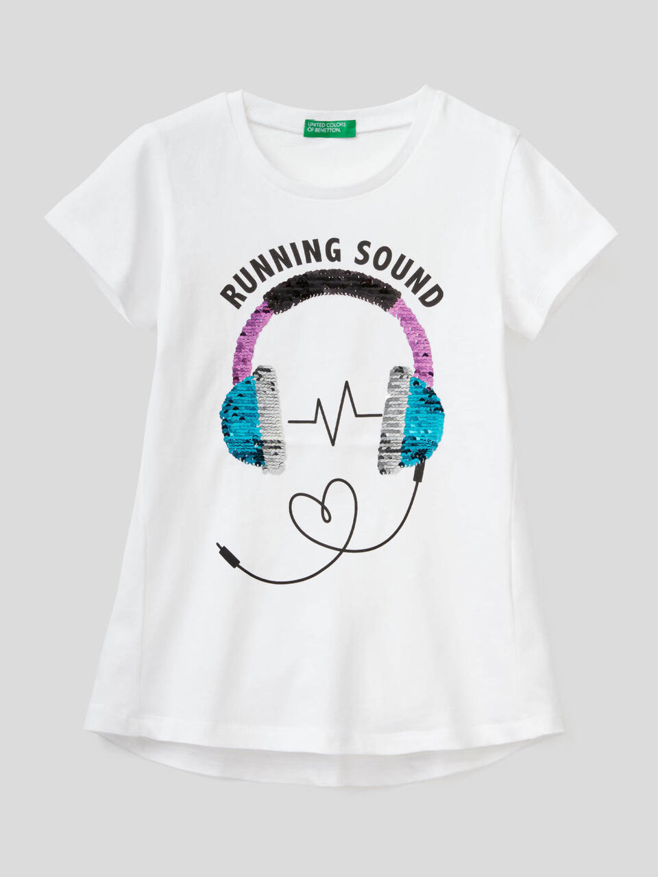 T-shirt in cotone con paillettes image number 2