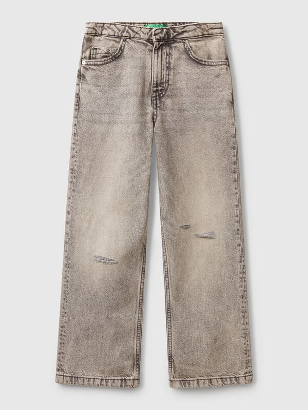 Jeans straight con rotture Bambina