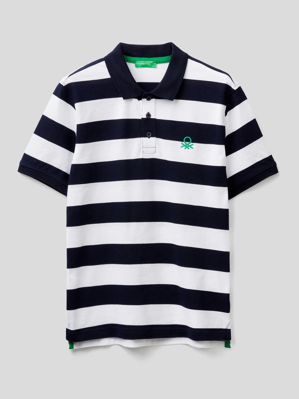 Polo a righe in cotone stretch image number 1