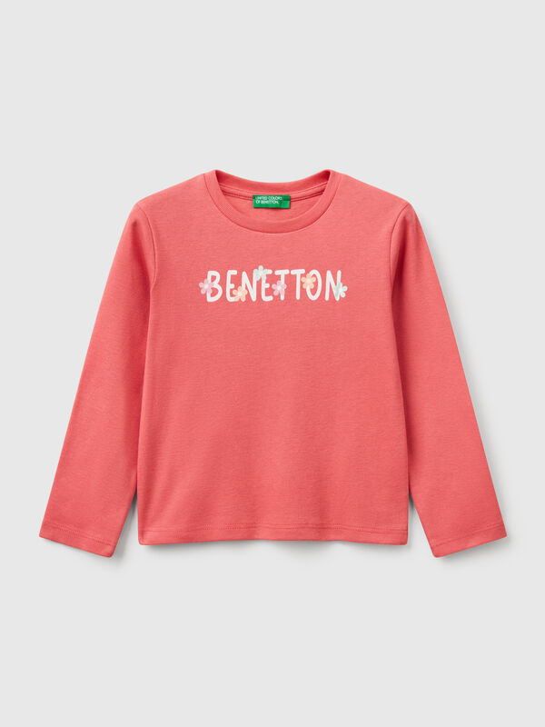 T-shirt slim fit con stampa glitter Bambina