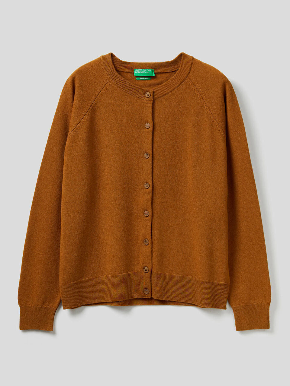 Cardigan girocollo in misto lana e cashmere image number 1