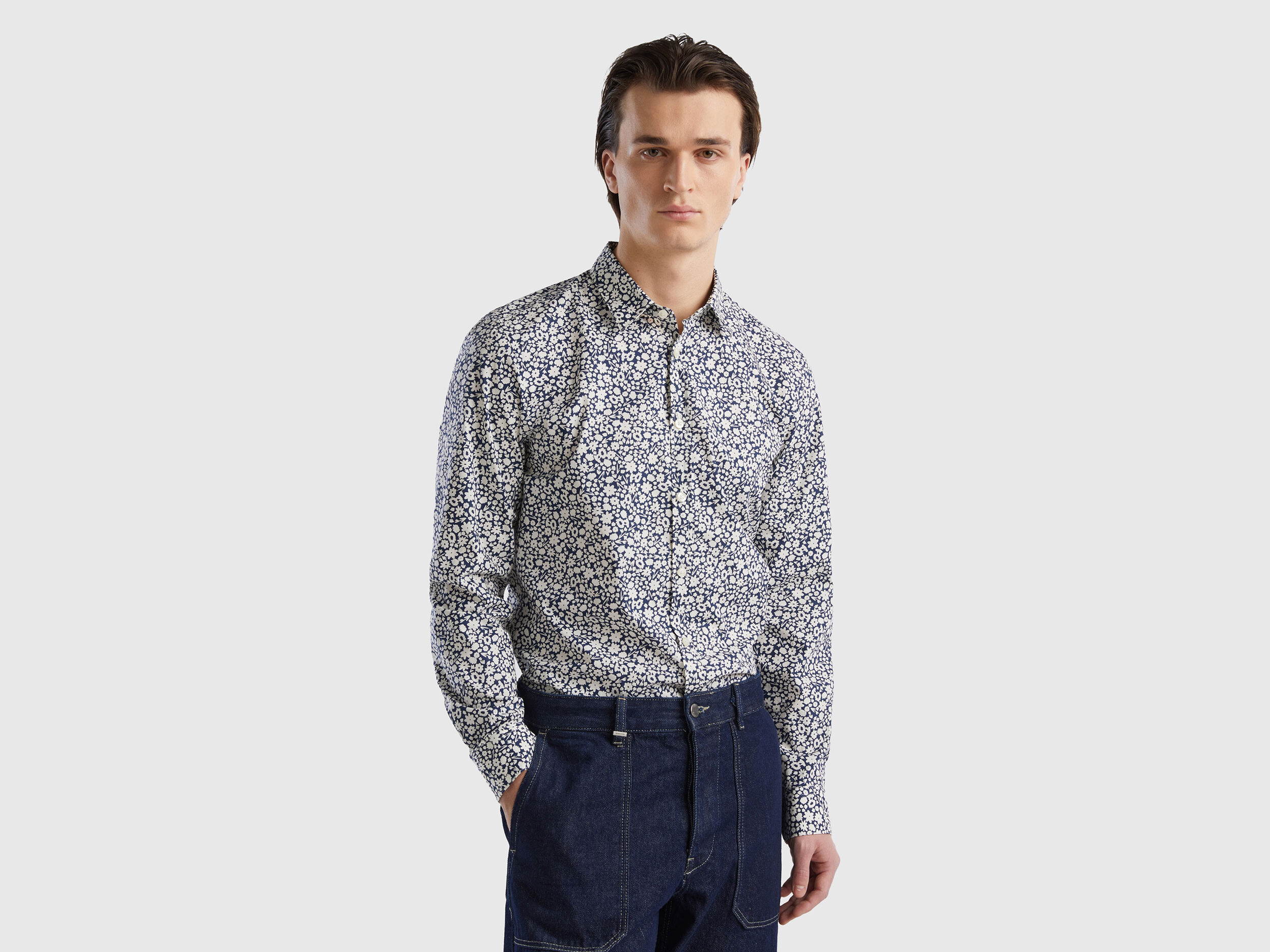 Camicia a fiori slim fit Multi color Uomo Benetton