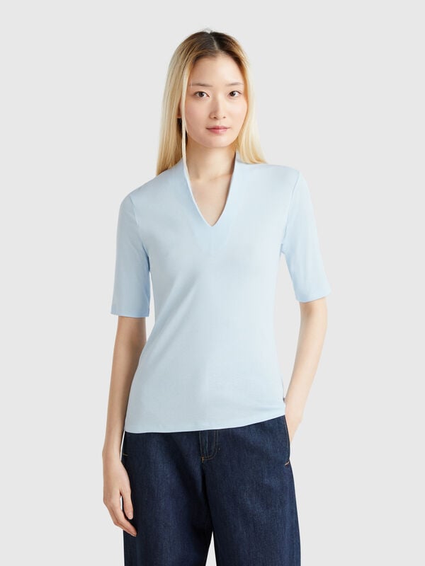T-shirt slim fit in cotone a fibra lunga Donna