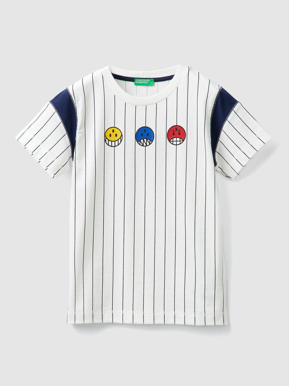 T-shirt a righe con stampe image number 1