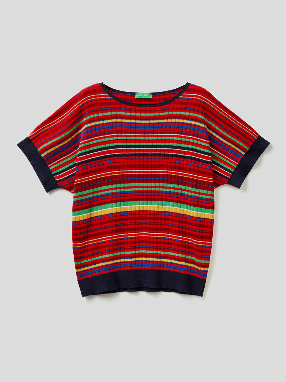 Maglia manica corta a righe multicolor image number 1