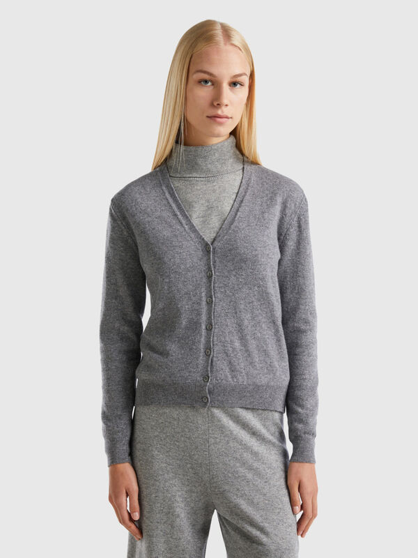 Maglione dolcevita grigio in misto lana e cashmere Grigio Chiaro Donna