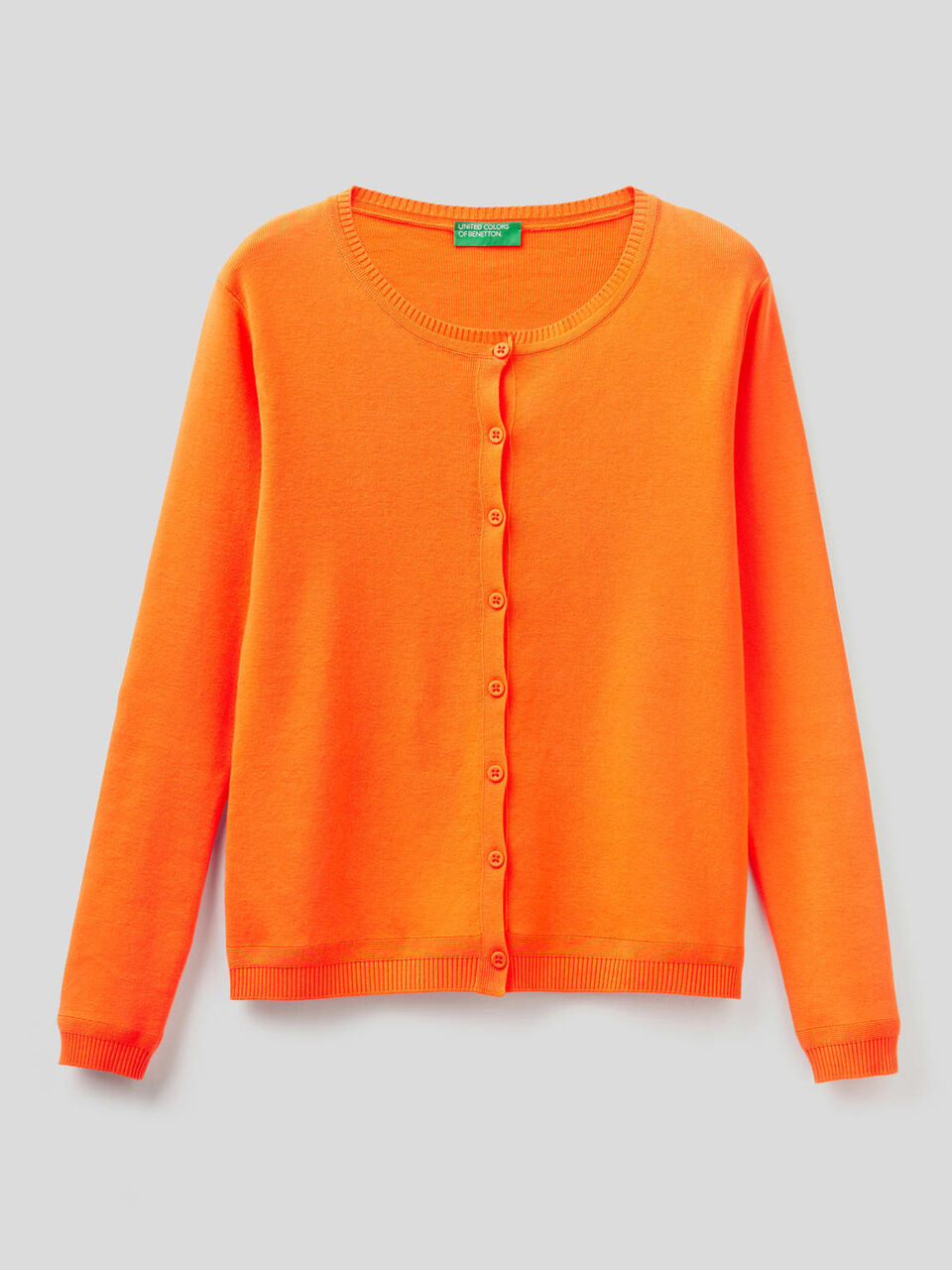 Cardigan girocollo in puro cotone image number 1