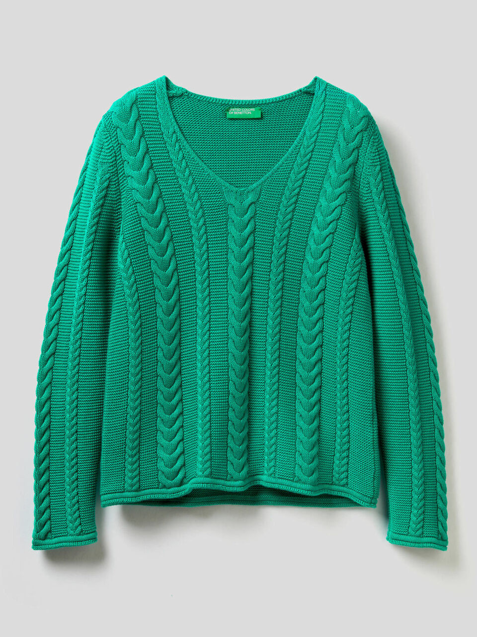 Maglia a trecce in puro cotone image number 1