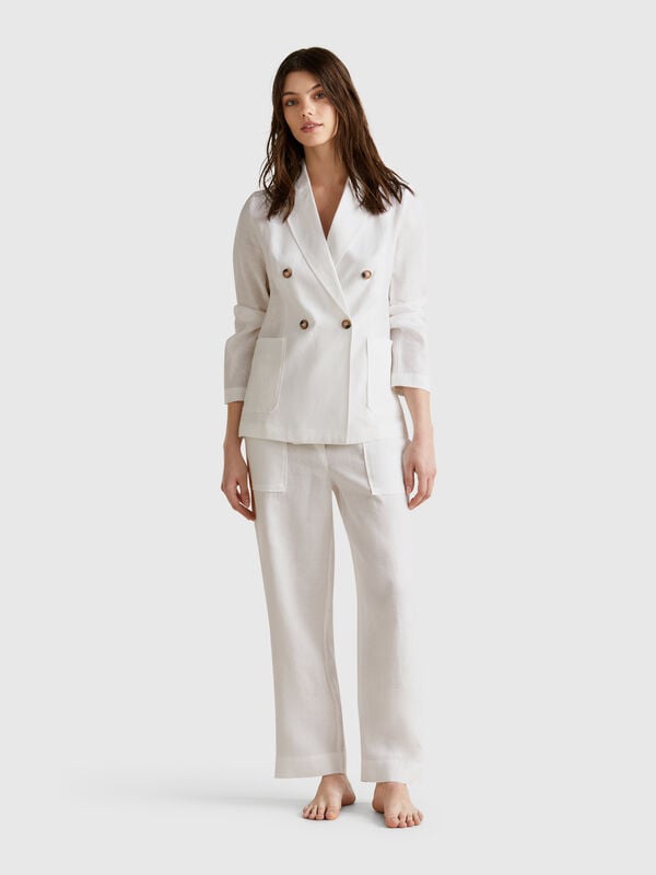Pantaloni in puro lino con elastico Donna