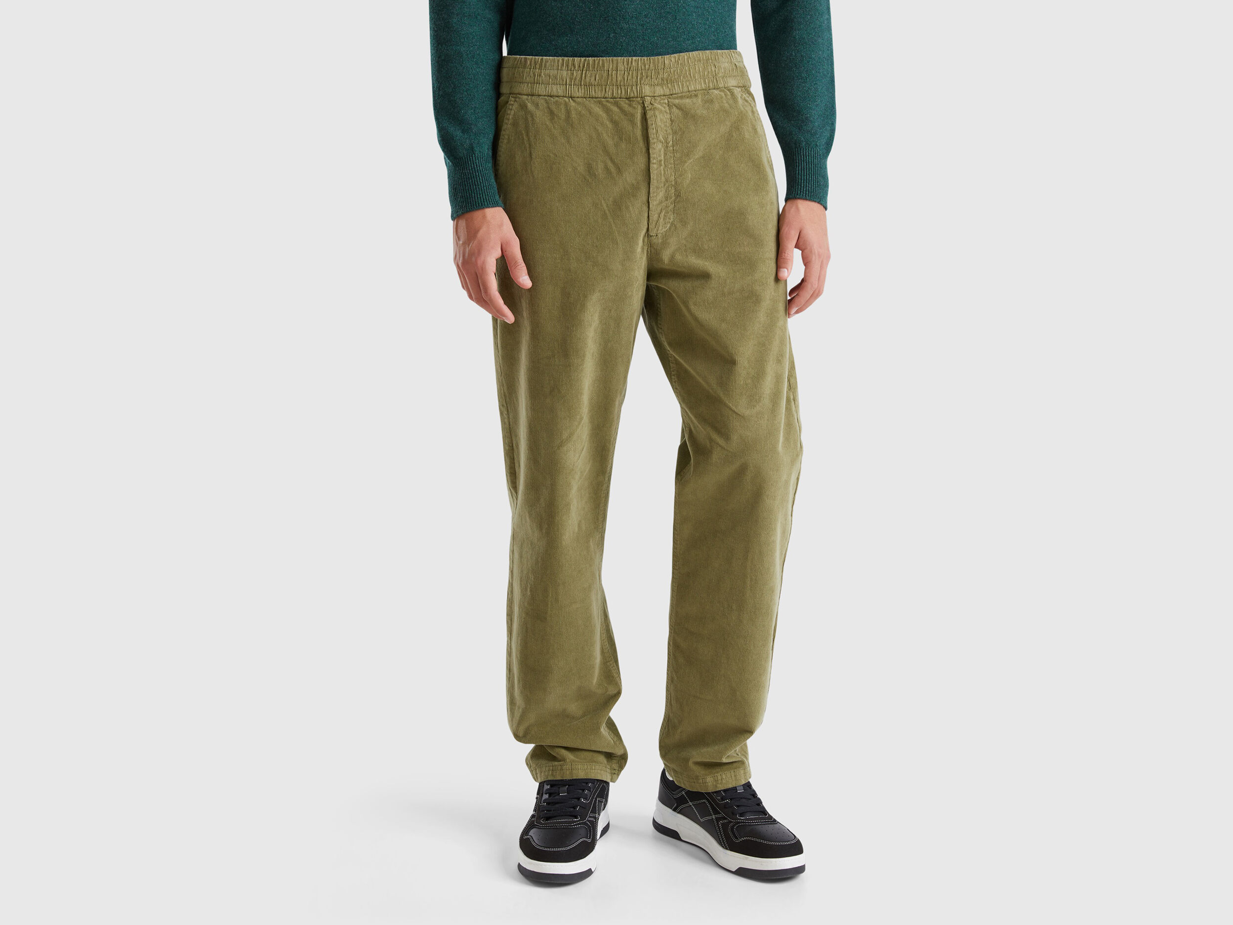 Joggers in velluto con coulisse Verde Militare Benetton