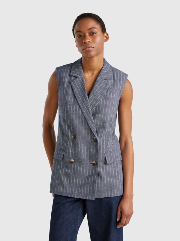 Gilet lungo gessato Donna