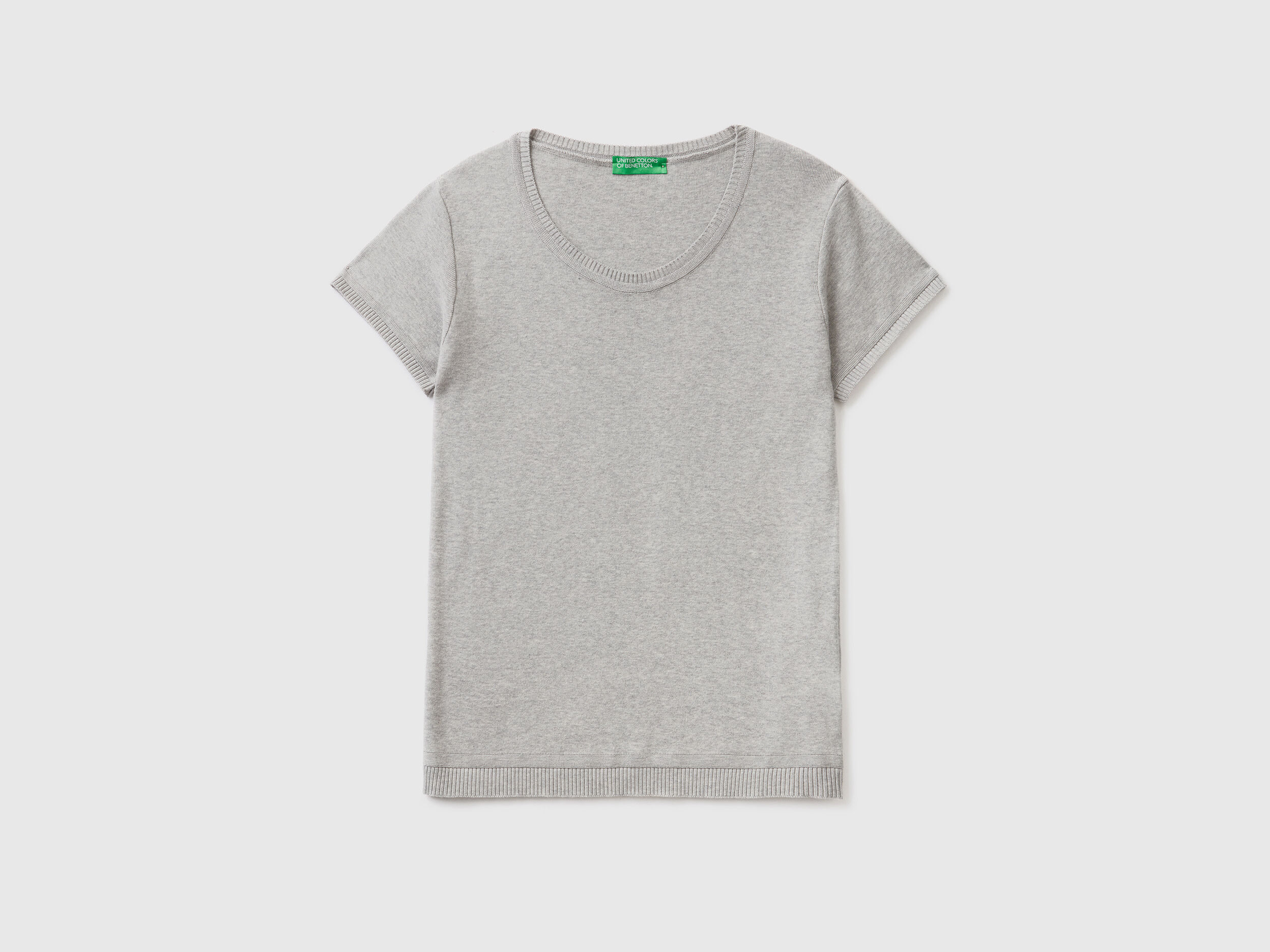 Maglia a manica corta in 100 cotone Grigio Chiaro Donna Benetton