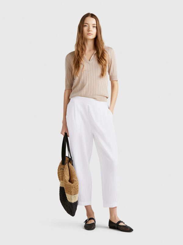 Pantaloni morbidi in puro lino Donna