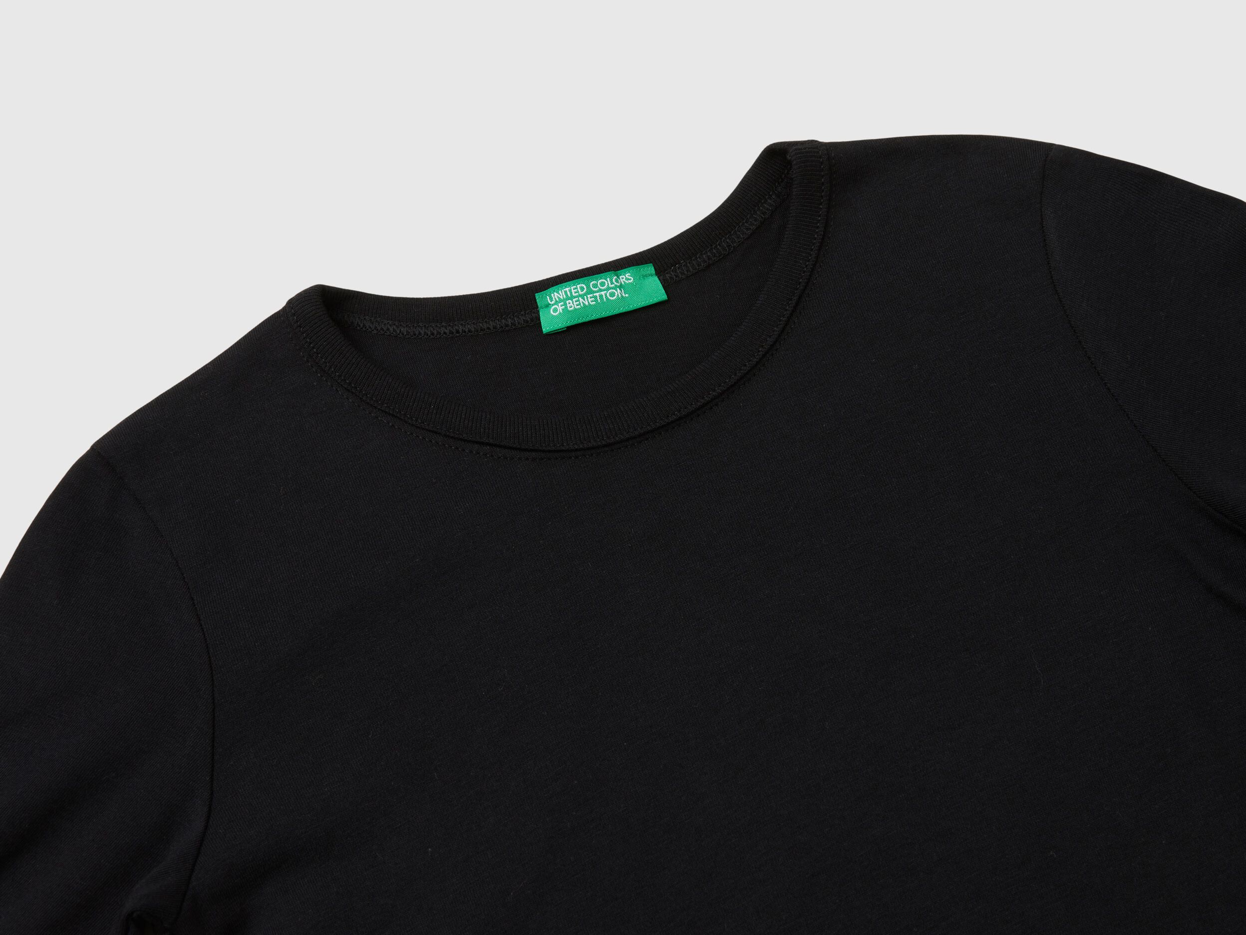 T shirt a manica lunga in cotone bio Nero Benetton