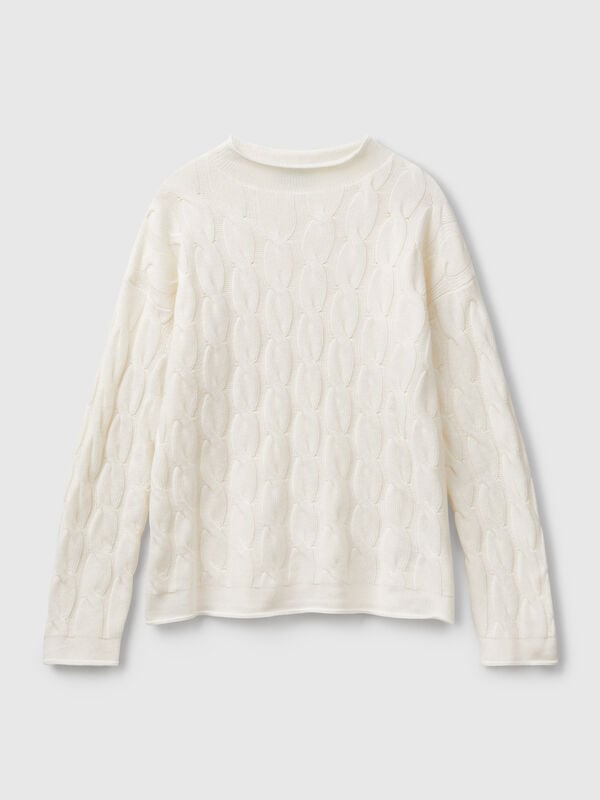 Maglia con trecce in misto cashmere Maglia con trecce in misto cashmere Donna
