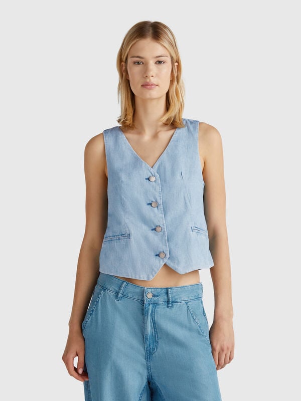 Gilet in chambray Donna