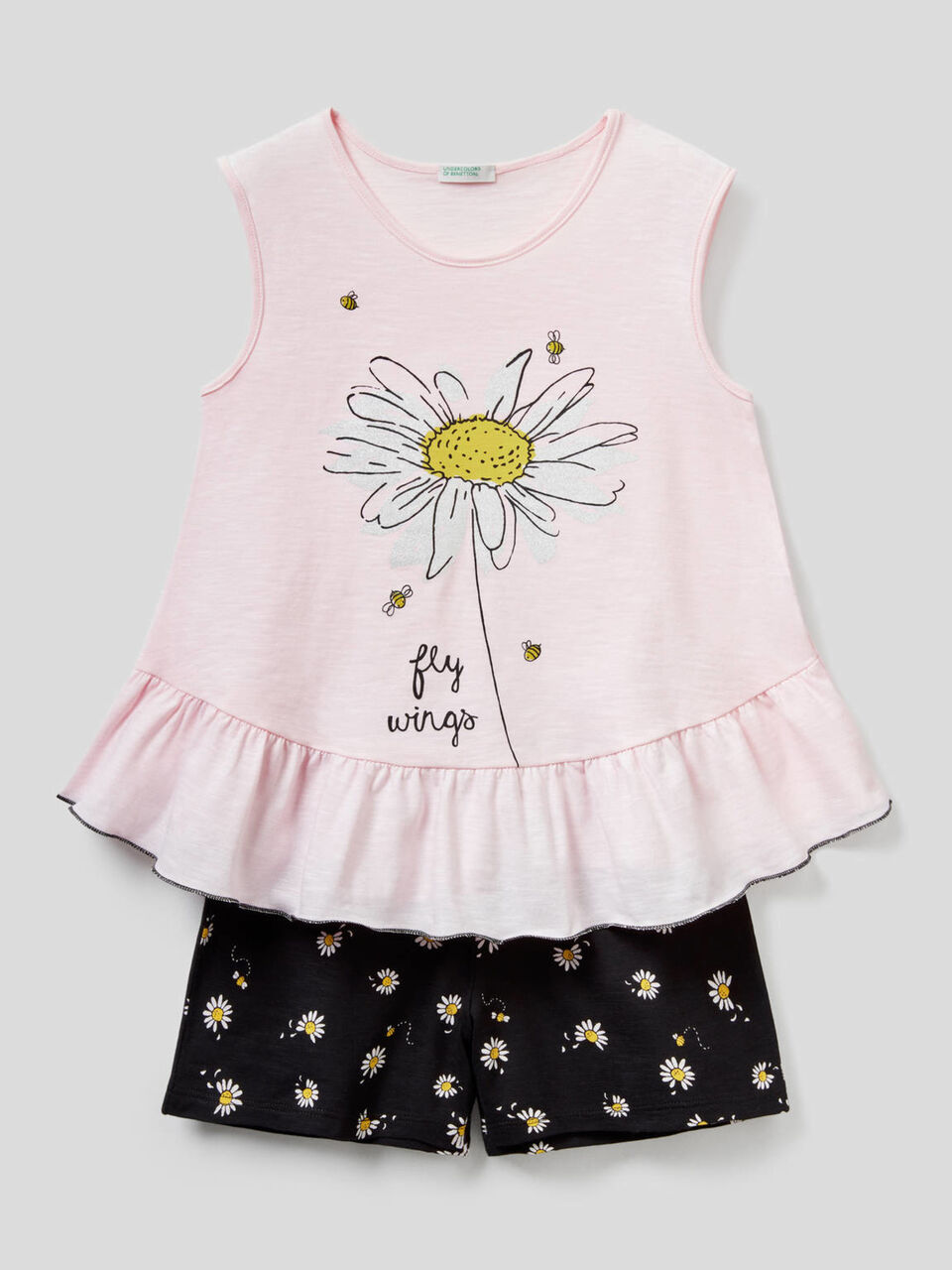 Pigiama canotta e shorts in cotone image number 1