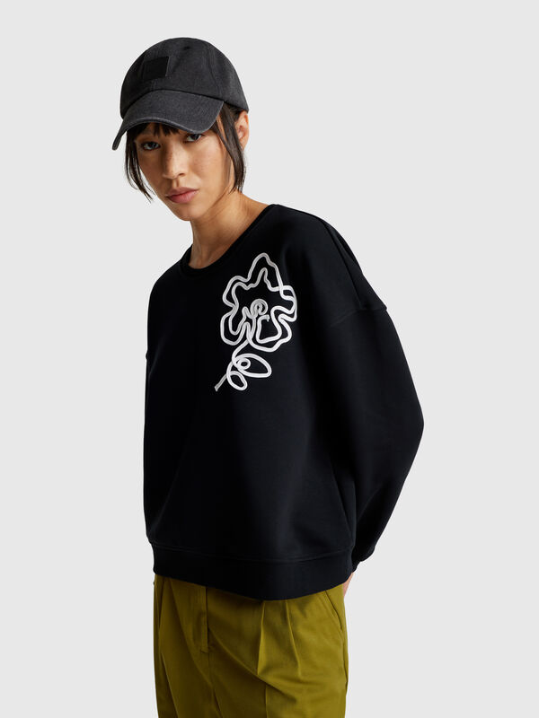 Felpa regular fit con applicazione Donna