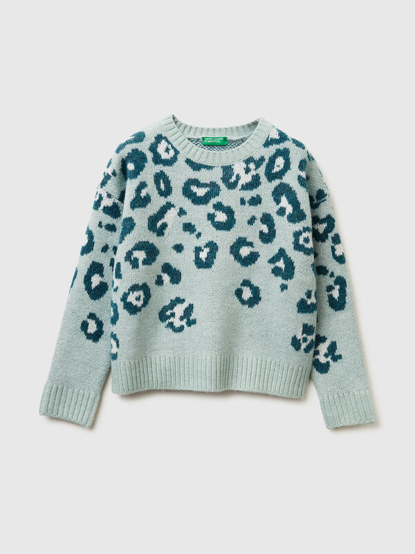 Maglia animalier in misto lana Bambina