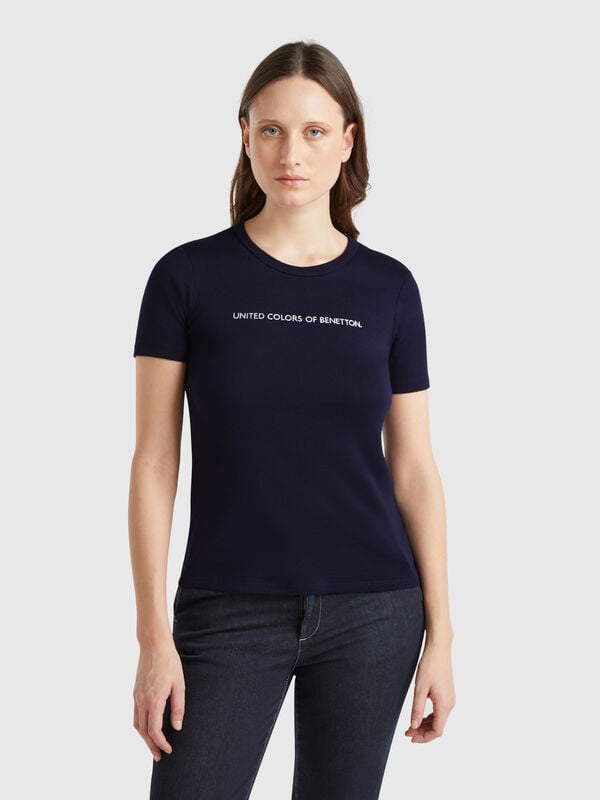T-shirt 100% cotone con stampa logo glitter Donna