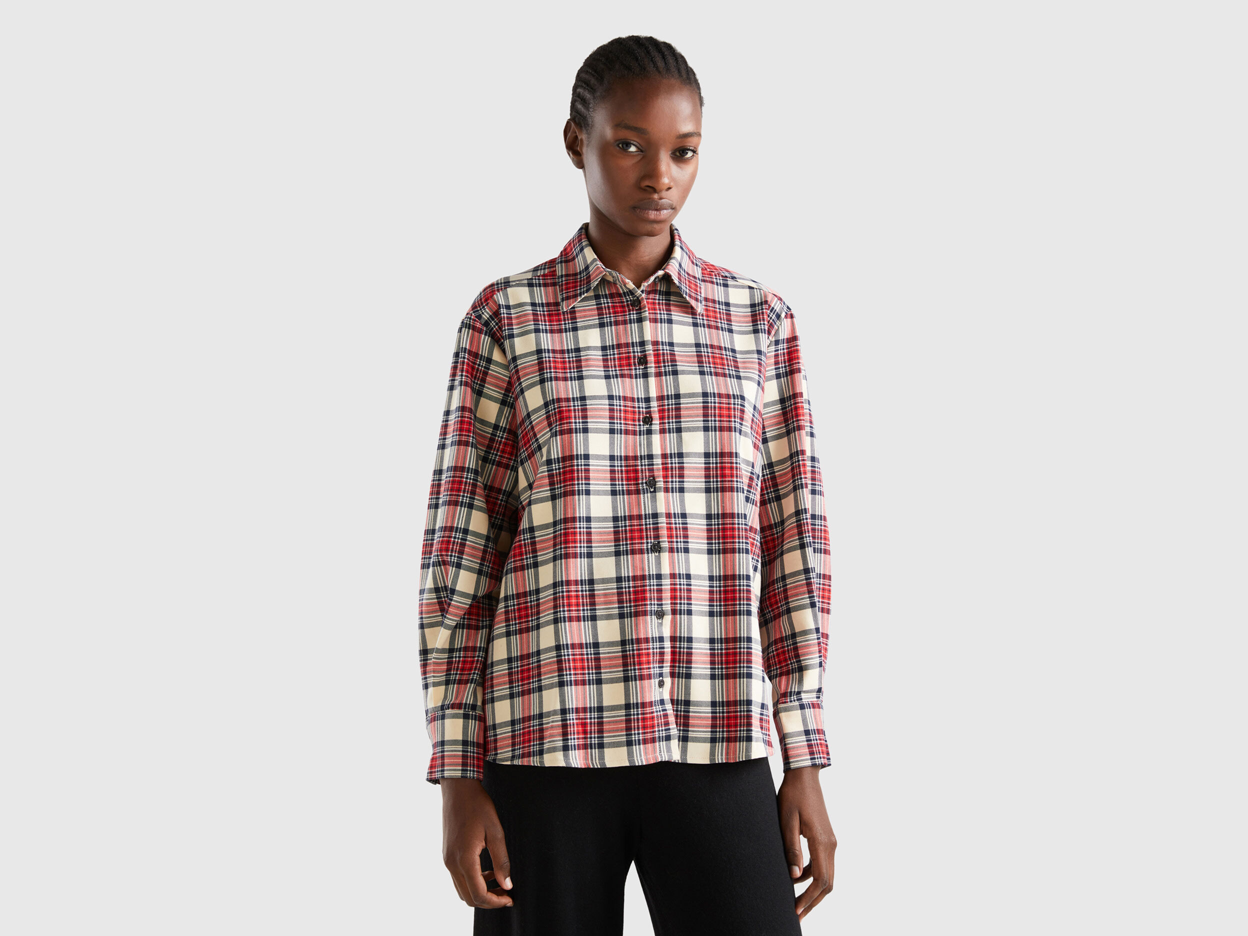 Camicia tartan boxy fit Multi color Donna Benetton