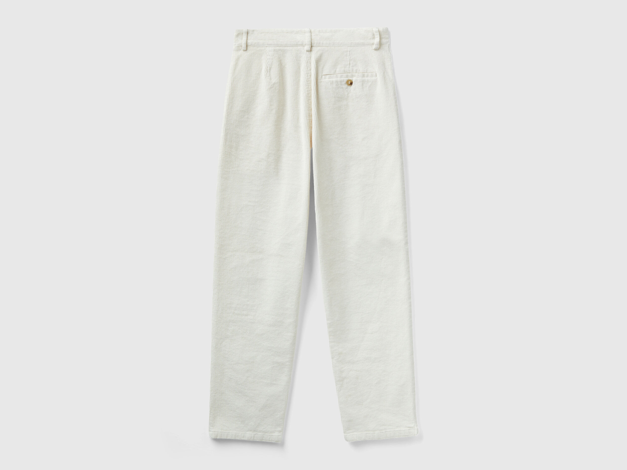 Pantaloni morbidi in velluto a coste Bianco Panna Donna Benetton