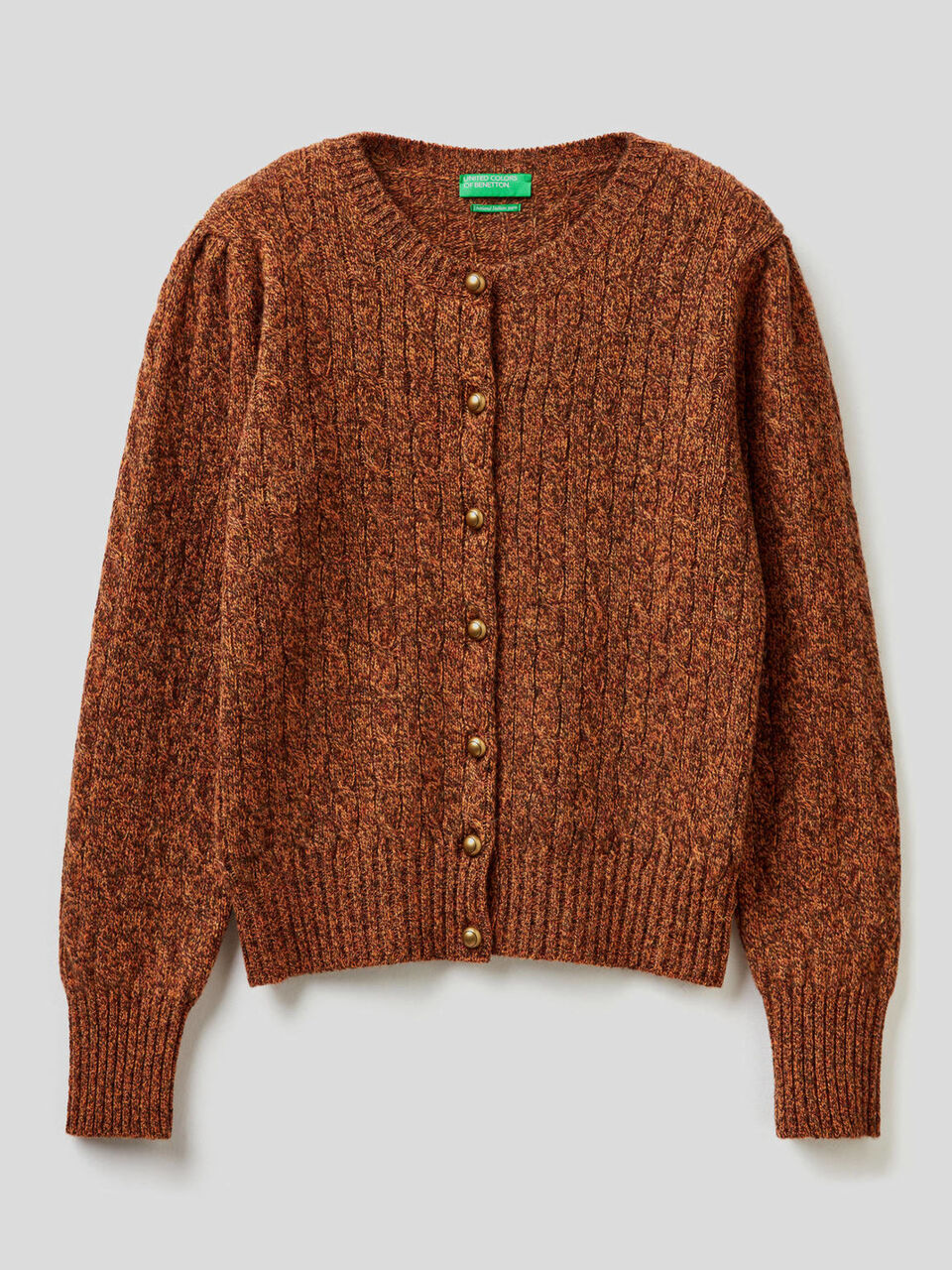 Cardigan a trecce in pura lana Shetland image number 1