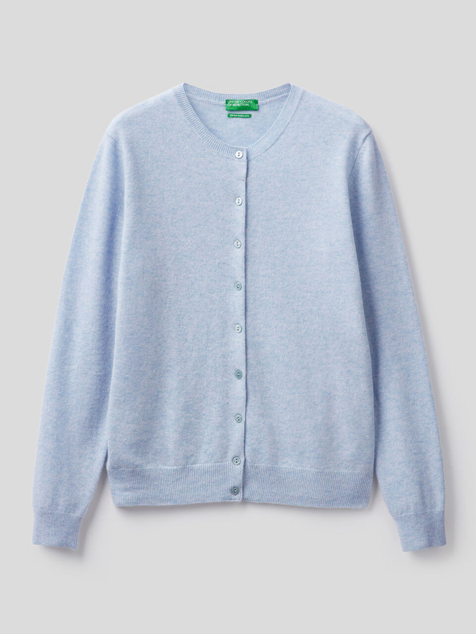 Cardigan girocollo in pura lana vergine image number 1