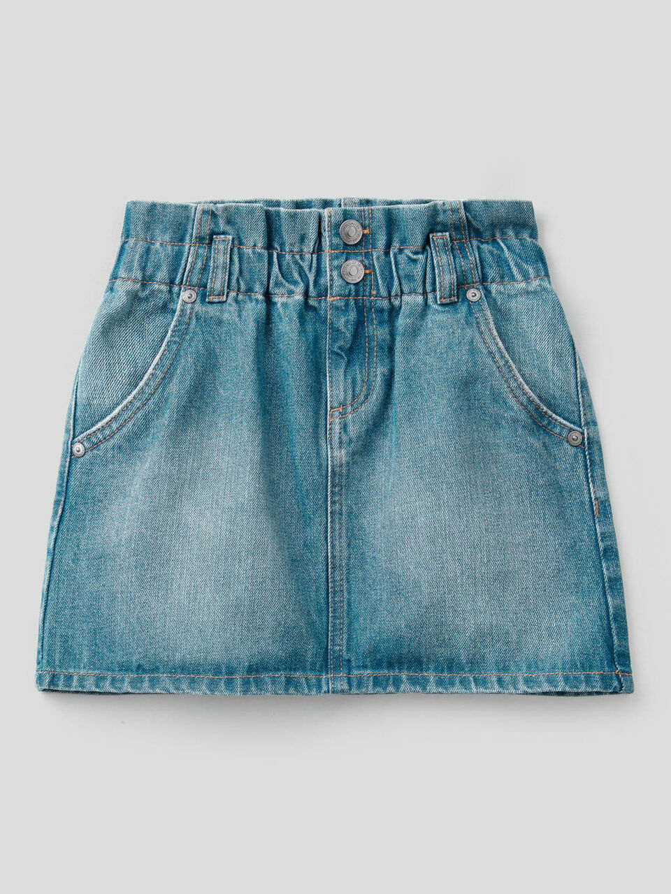 Gonna corta in denim di 100% cotone image number 1