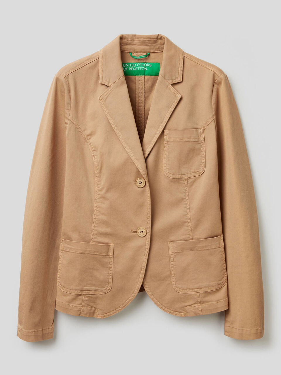 Blazer sciancrato in cotone stretch image number 1
