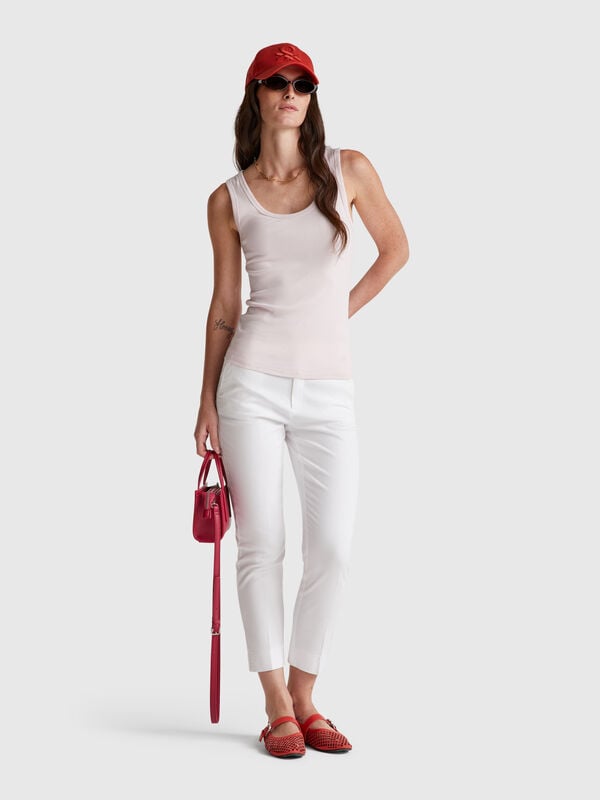 Chino cropped in cotone stretch Donna