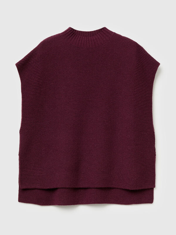 Gilet lupetto in misto lana Donna
