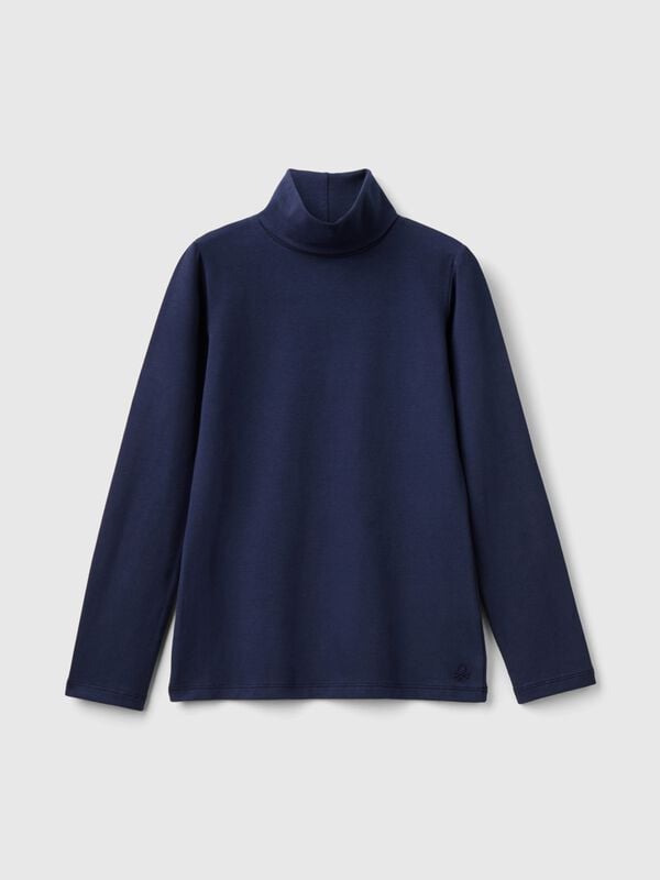 T-shirt stretch con collo alto Bambina